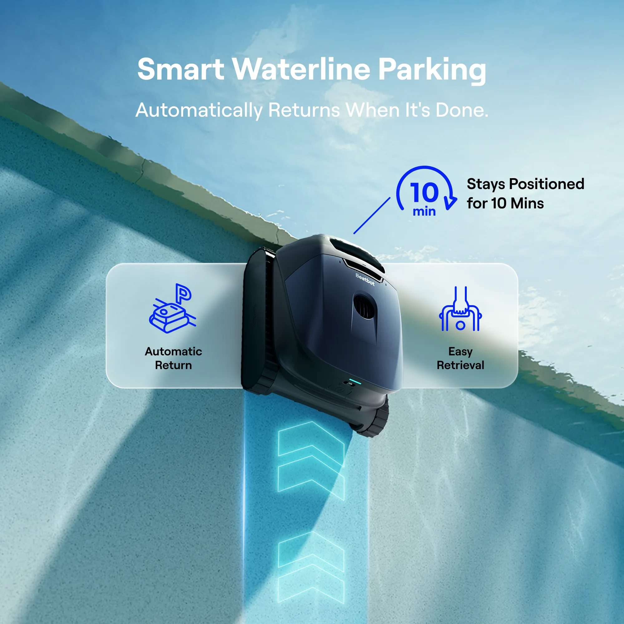 Beatbot Sora 10 in a residential backyard pool environment