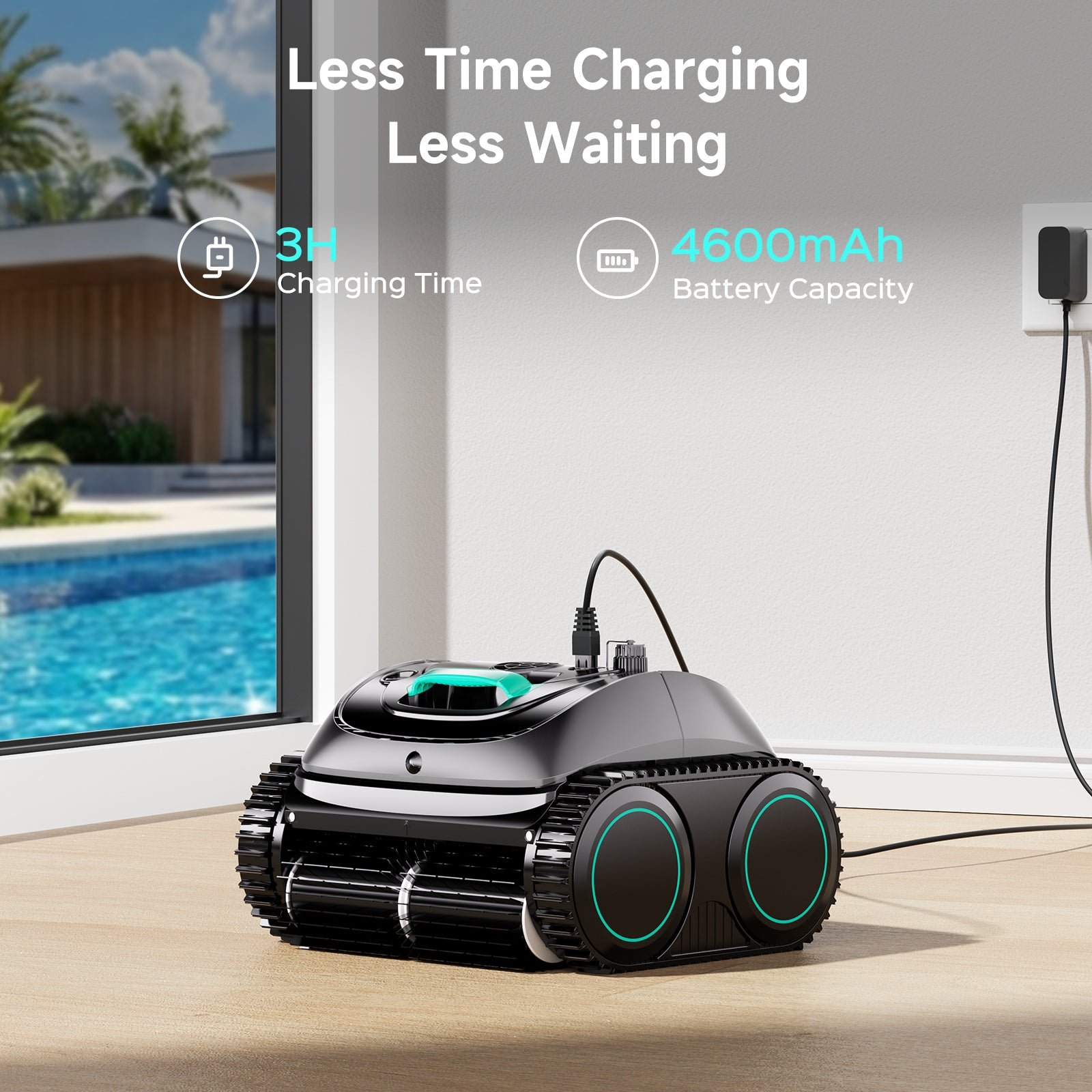 WYBOT C1 cordless robotic pool cleaner in operation
