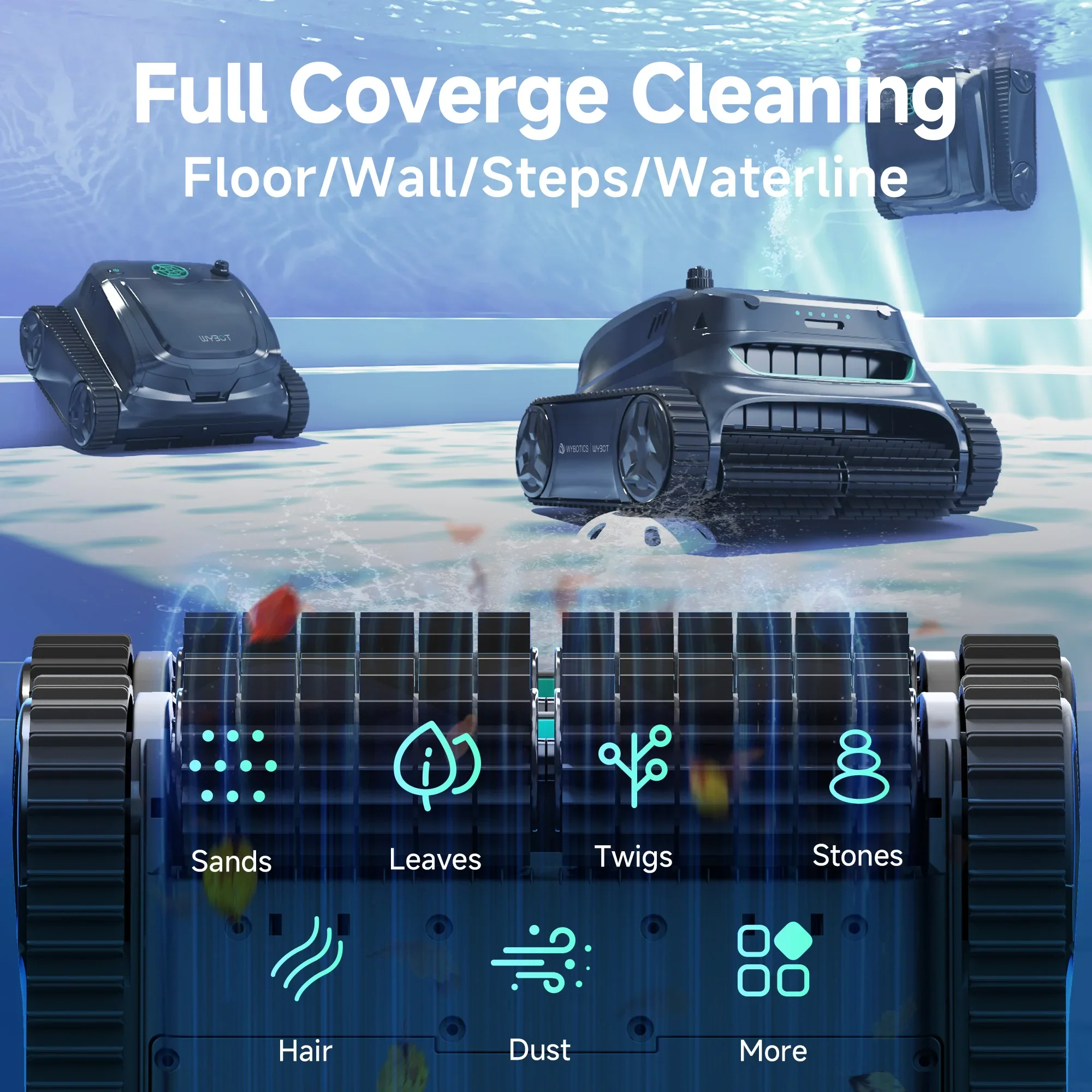 WYBOT S2 cleaning a large residential pool