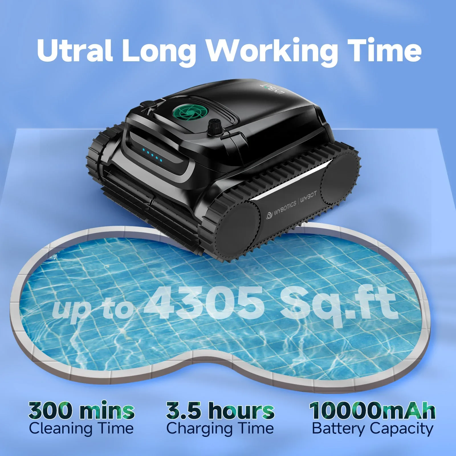WYBOT M1 cleaning a pool floor