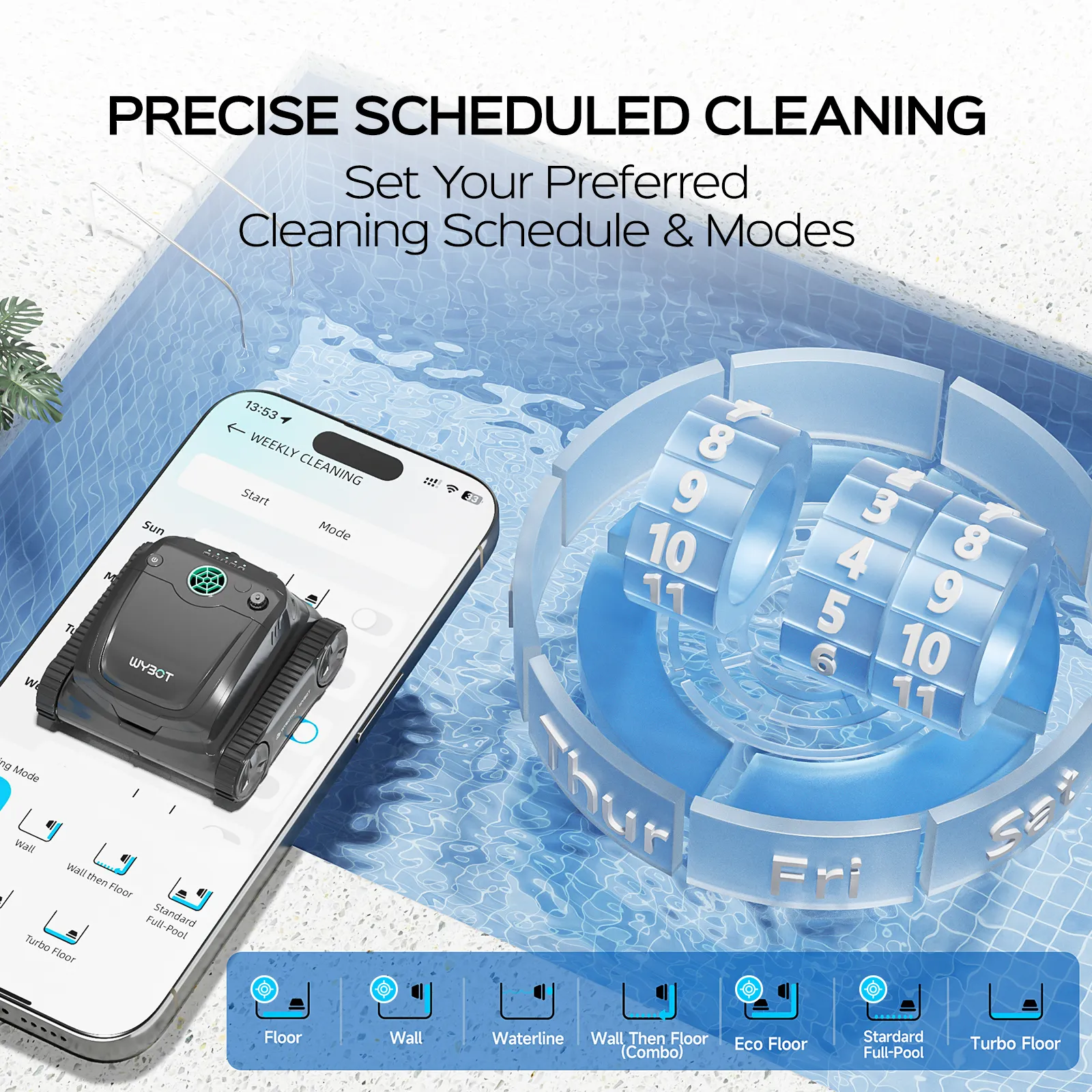 WYBOT S2 Solar Vision app with scheduling and AI Vision mode